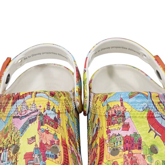 DISNEY CROCS WOMENS 9 MENS 7 MAGIC KINGDOM MAP W/ CHARMS STATEMENT COLORFUL FUN - Picture 8 of 10